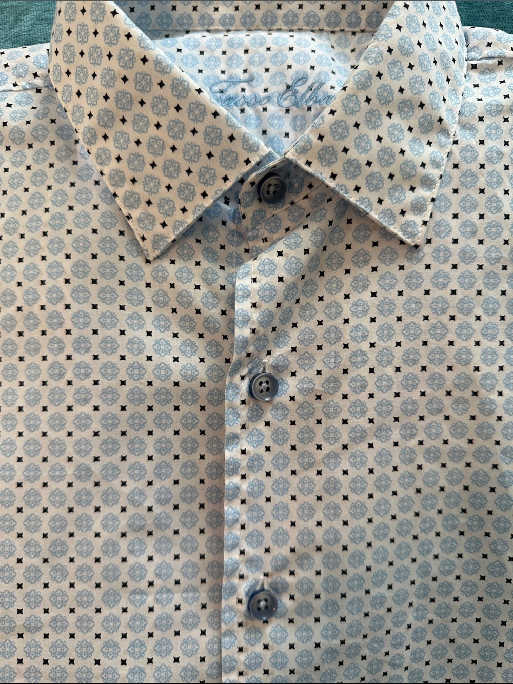 Tasso Elba Light Blue Micro-Pattern Dress Shirt